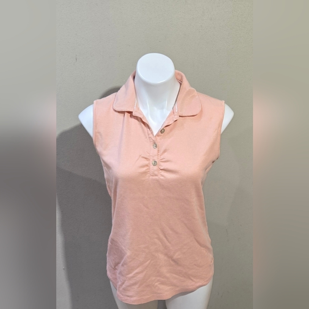 Lady Hagen Clubhouse Scallop Sleeveless Polo Shirt Women's Size Medium